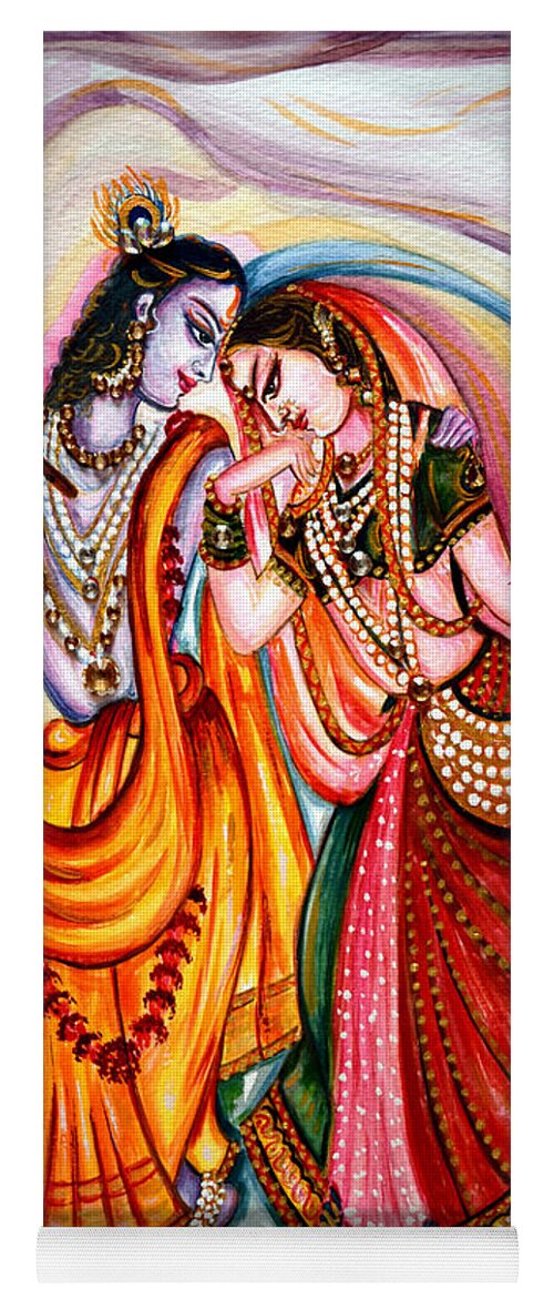 Krishna Yoga Mat featuring the painting Krishna and Radha by Harsh Malik