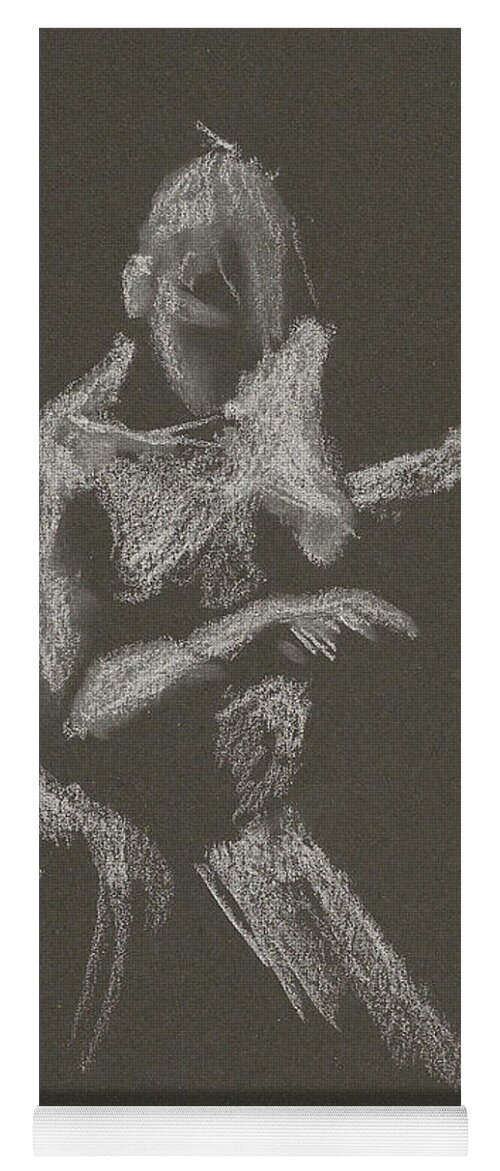 Figure Drawing Yoga Mat featuring the drawing Kroki 2015 10 03_12 Figure Drawing White Chalk by Marica Ohlsson