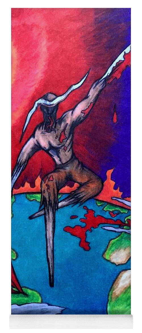 Michael Tmad Finney Yoga Mat featuring the mixed media la Grande Reaper by Michael TMAD Finney