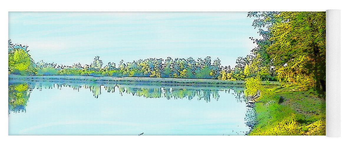 Lake Woods Tree Trees Forest Sky Plant Plants Craig Walters Photo Photograph A An The Art Artist Artistic Artists Yoga Mat featuring the digital art Lake and Woods by Craig Walters