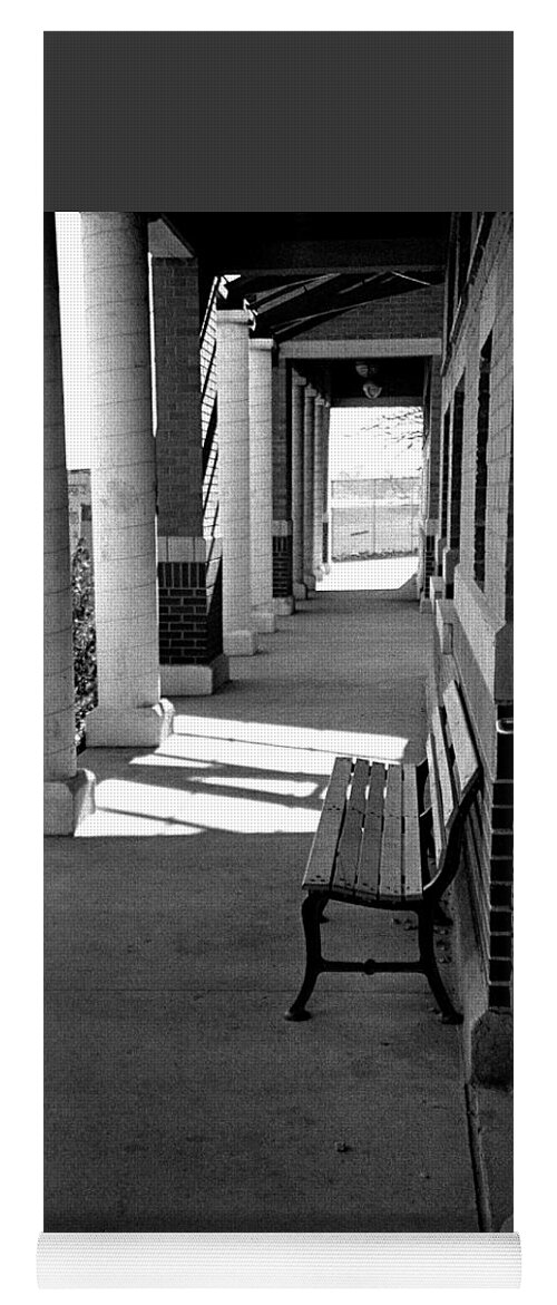 Black & White Yoga Mat featuring the photograph Lake Bench by Carol Neal-Chicago