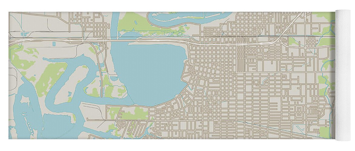 Lake Charles Yoga Mat featuring the digital art Lake Charles Louisiana US City Street Map by Frank Ramspott