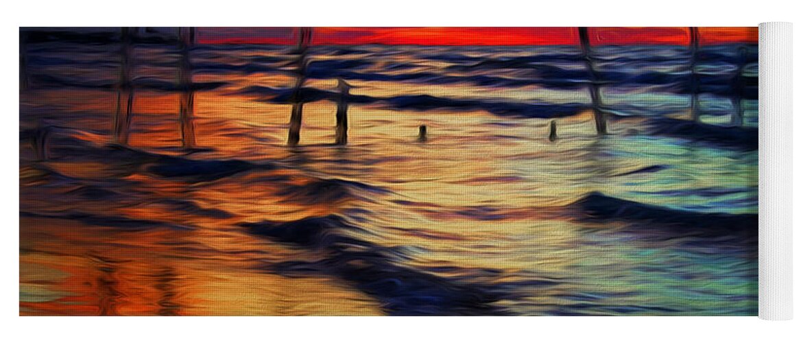 Ipperwash Yoga Mat featuring the photograph Lake Huron Sunset Across Borders by Barbara McMahon