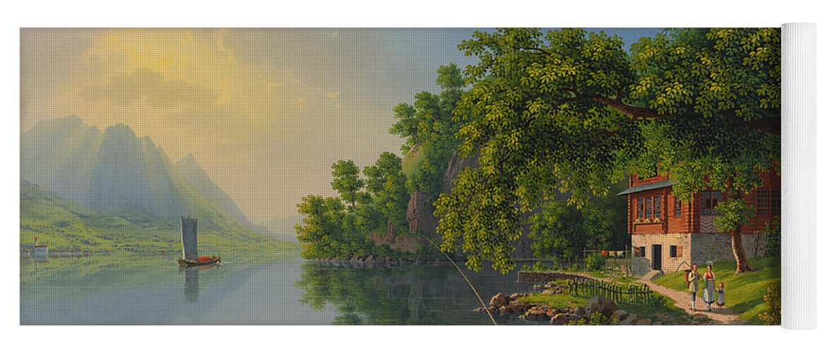 Lake Lucerne Yoga Mat featuring the painting Lake Lucerne Switzerland by Movie Poster Prints