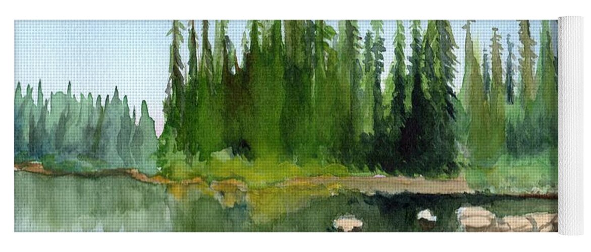 Lake Yoga Mat featuring the painting Lake View 1 by Yoshiko Mishina