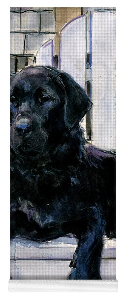 Black Labrador Yoga Mat featuring the painting Lakerfront by Molly Poole