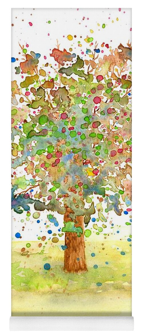 Tree Yoga Mat featuring the painting Landscape 466 by Lucie Dumas