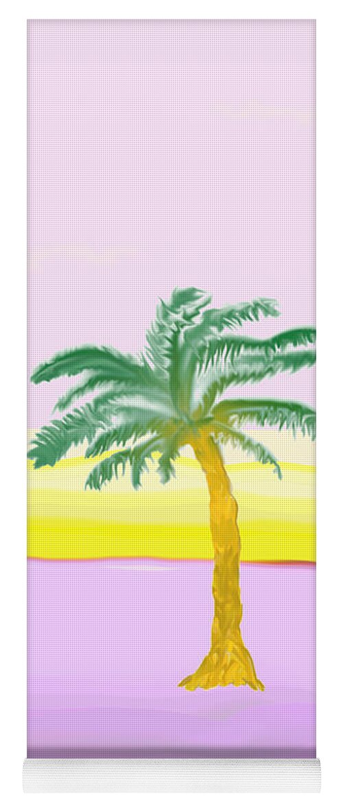 Beach Scene Yoga Mat featuring the digital art Landscape in Pink and Yellow by Kae Cheatham