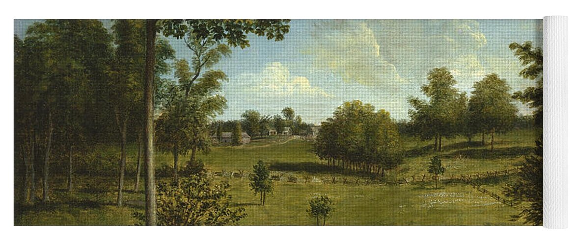 Charles Willson Peale Yoga Mat featuring the painting Landscape Looking Toward Sellers Hall from Mill Bank by Charles Willson Peale