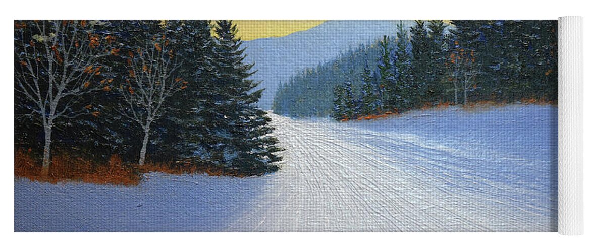 Ski Trail Yoga Mat featuring the painting Last Run by Frank Wilson