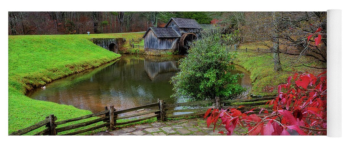 Mill Yoga Mat featuring the photograph Late fall at Mabry Mill by Steve Hurt