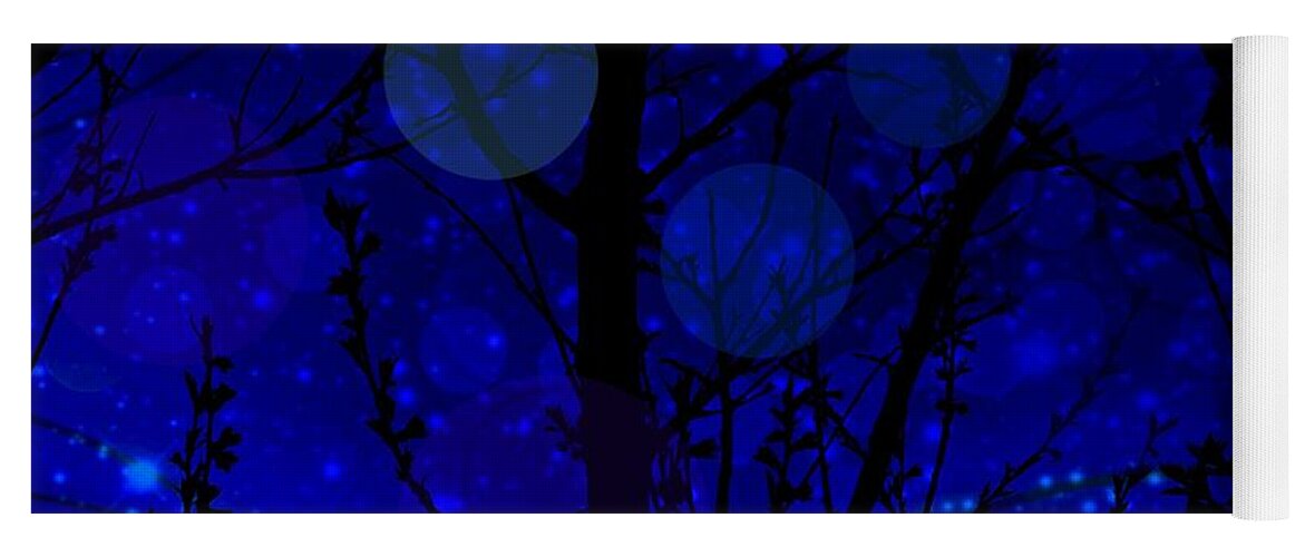 Trees Yoga Mat featuring the digital art Late Night Fairy Flight by Diamante Lavendar