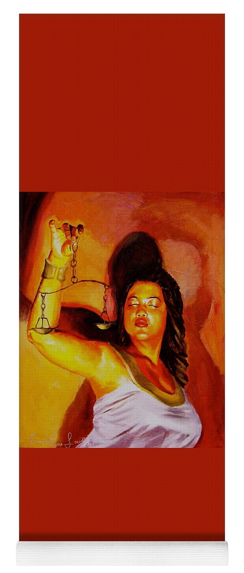 Law Art Yoga Mat featuring the painting Latina Lady Justice by Laura Pierre-Louis
