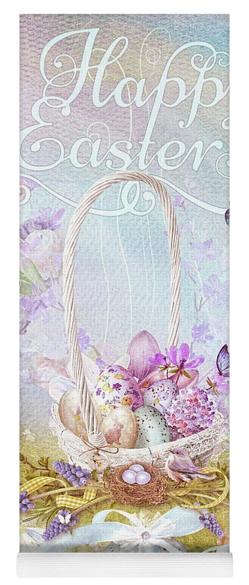 Lavender Easter Yoga Mat featuring the mixed media Lavender Easter by Mo T