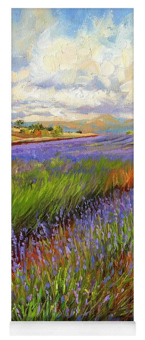 Lavender Yoga Mat featuring the painting Lavender Field by David Stribbling