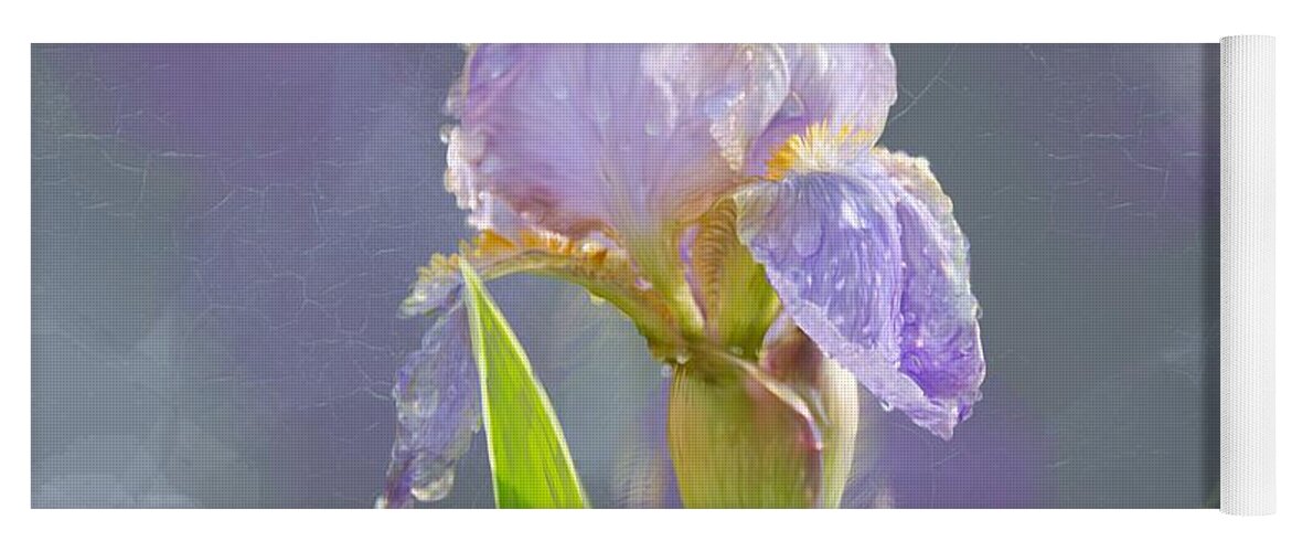 Beautiful Yoga Mat featuring the digital art Lavender iris in the morning sun by Debra Baldwin