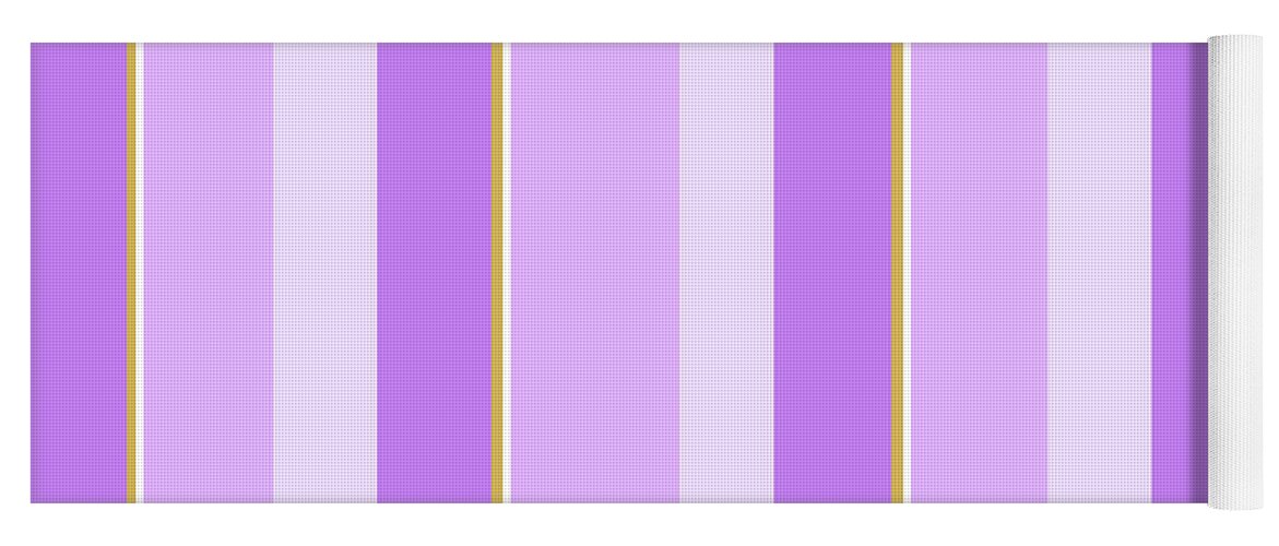 Lavender Yoga Mat featuring the mixed media Lavender Stripe Pattern by Christina Rollo