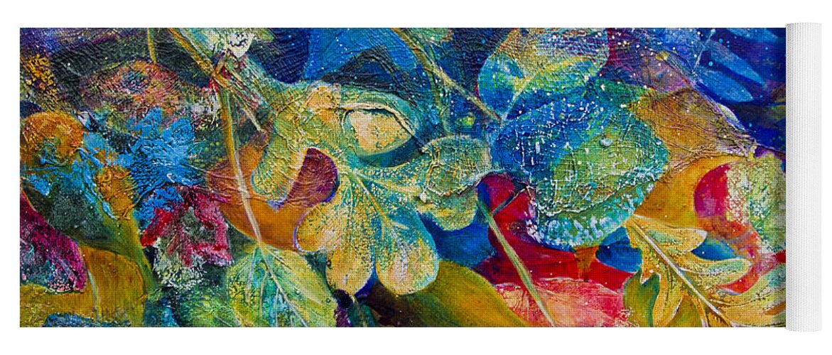Leaf Yoga Mat featuring the painting Leafin an Imprint by Jo-Anne Gazo-McKim
