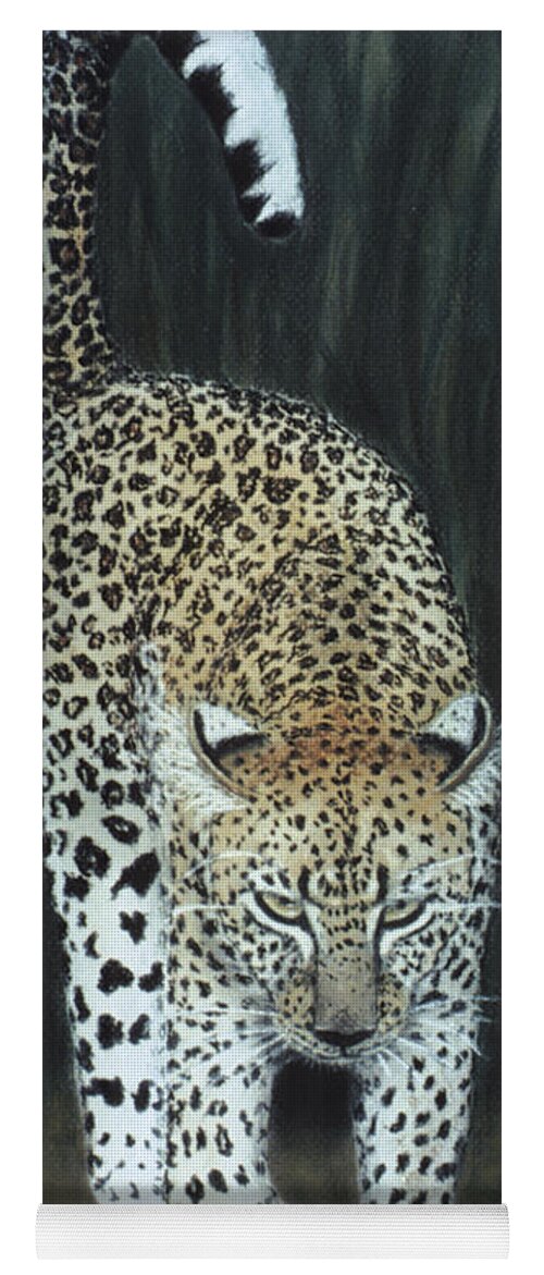 Karen Zuk Rosenblatt Art And Photography Yoga Mat featuring the painting Leopard by Karen Zuk Rosenblatt