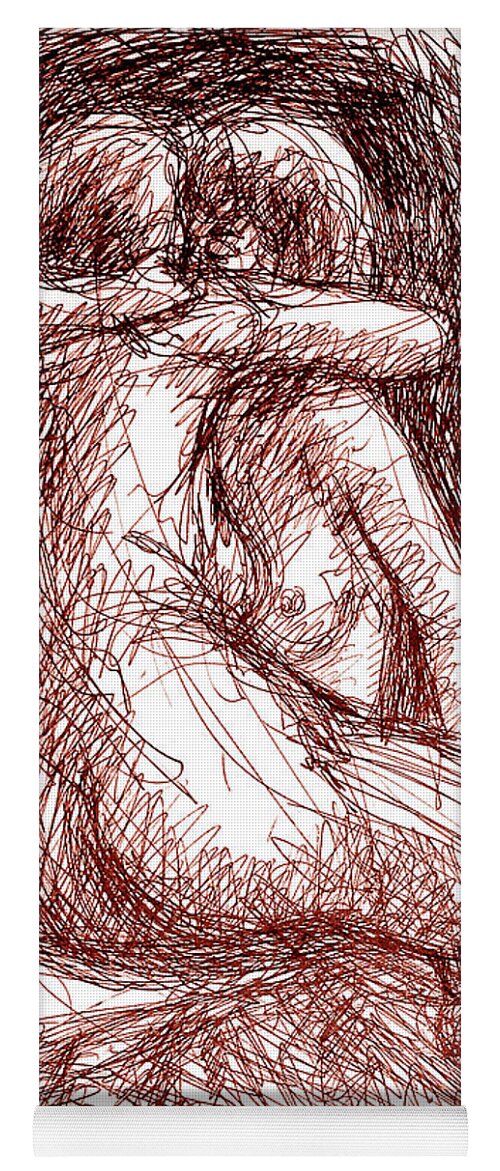 Lesbian Yoga Mat featuring the drawing Lesbian Sketches 1b by Gordon Punt