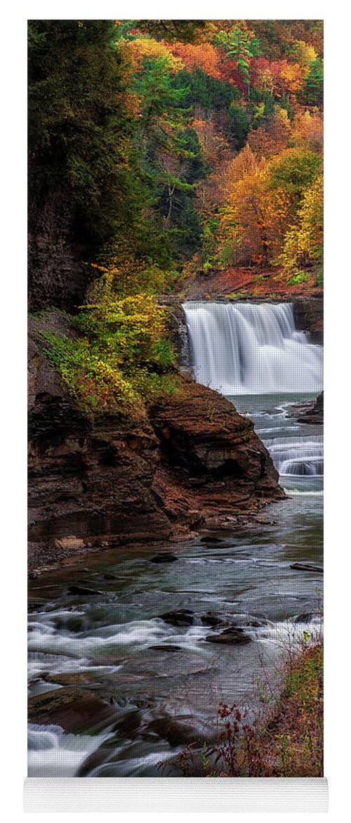 Waterfalls Yoga Mat featuring the photograph Letchworth State Park Lower Falls by Mark Papke