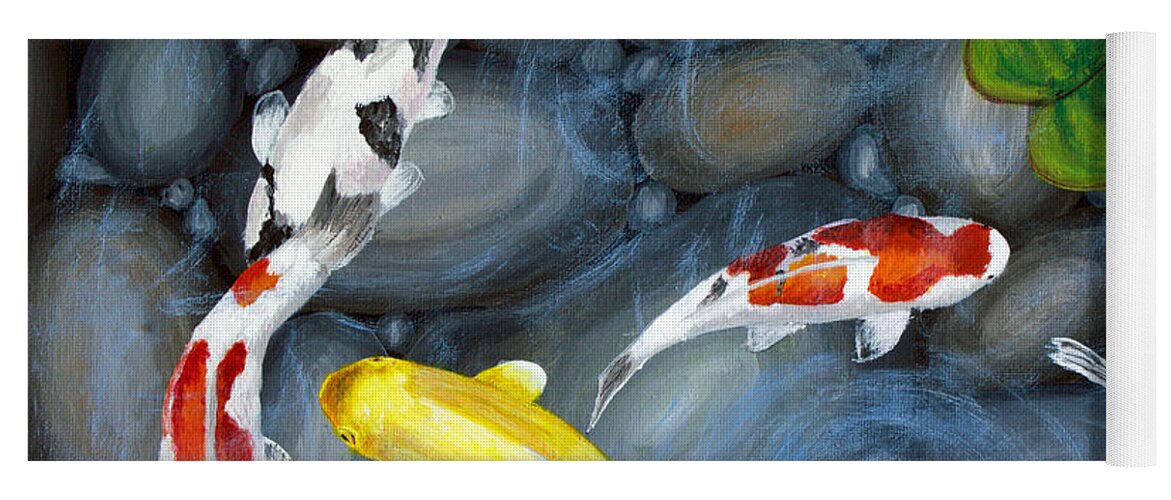 Koi Fish Yoga Mat featuring the painting Let's Go Swimming by Laura Forde