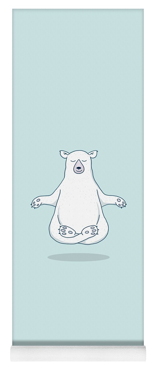 Polar Bear Yoga Mat featuring the digital art Levitating Meditating Polar Bear by Laura Ostrowski