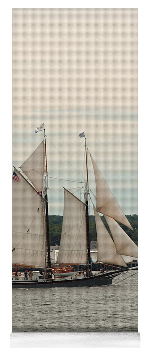 Seascape Yoga Mat featuring the photograph Lewis R French Full Sail In Rockland Harbor by Doug Mills