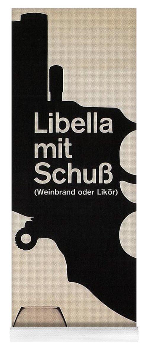 Libella Mit Schub Yoga Mat featuring the mixed media Libella Mit Schub - Drinks, Revolver - Vintage Alcohol Poster by Studio Grafiikka