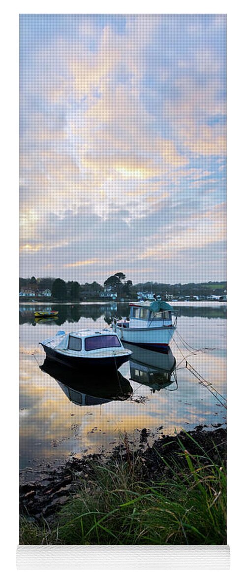 Mylor Yoga Mat featuring the photograph Light on the Boats by Terri Waters