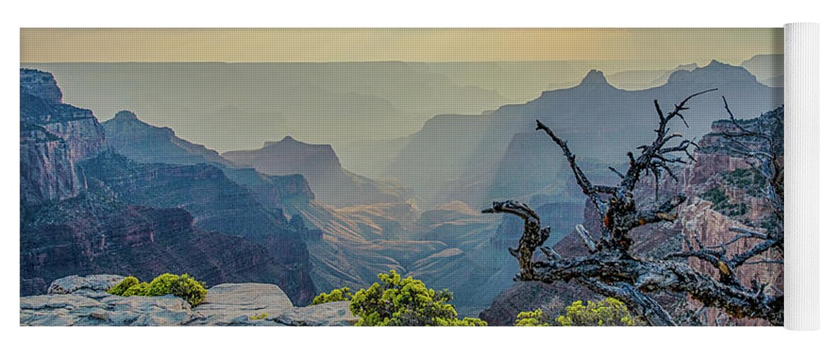 Grand Canyon National Park Yoga Mat featuring the photograph Light seeks the depths of Grand Canyon by Gaelyn Olmsted