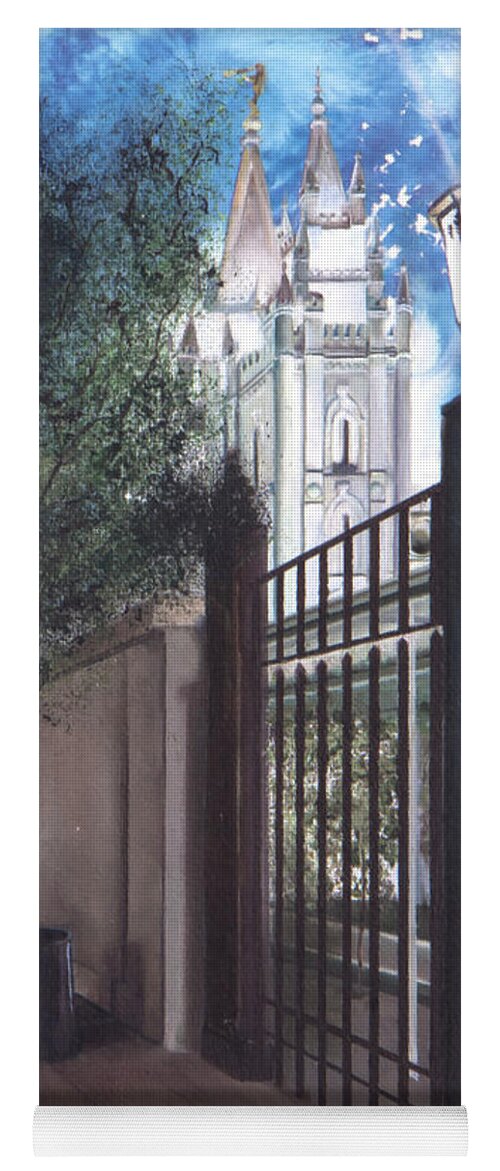 Lds Temple Yoga Mat featuring the painting Light the World by Nila Jane Autry