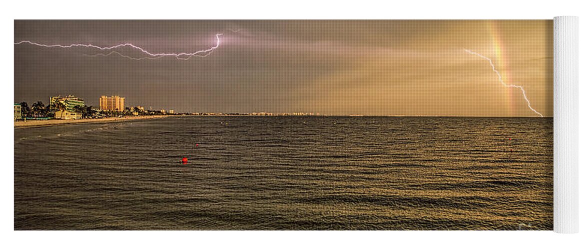 Photographs Yoga Mat featuring the photograph Lightning And Rainbow, Fort Myers Beach, FL by Felix Lai