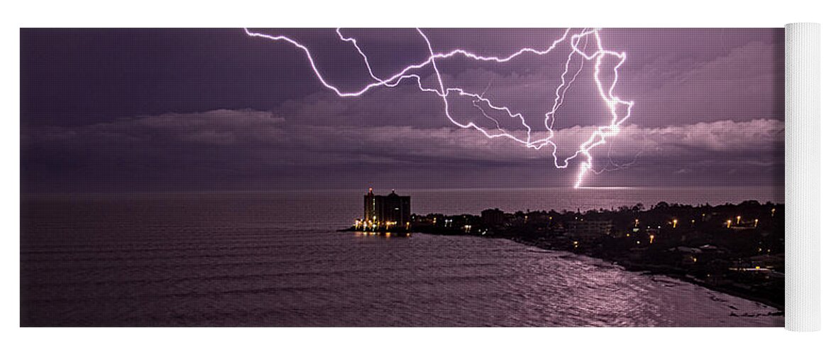 Weather Yoga Mat featuring the photograph Lightning up the Night by Bob Hislop