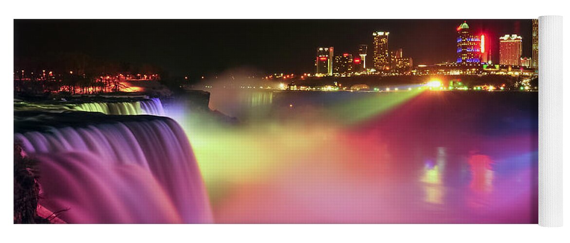 Niagara Falls Yoga Mat featuring the photograph Lightshow by Mark Papke