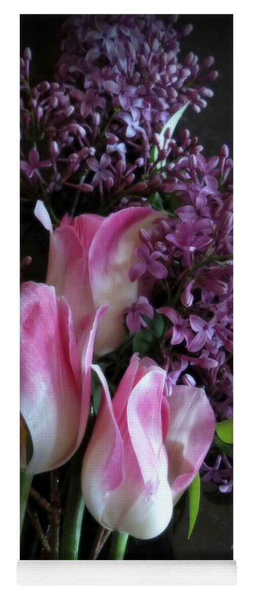 Lilacs Yoga Mat featuring the photograph Lilacs And Tulips by Kay Novy