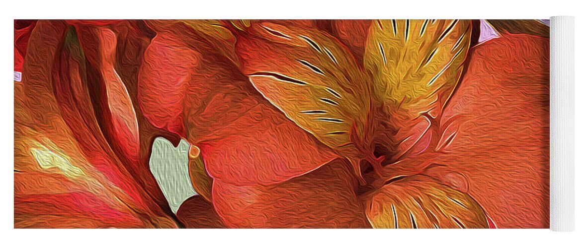 Digital Yoga Mat featuring the mixed media Lily Bouquet in North Light by Lynda Lehmann