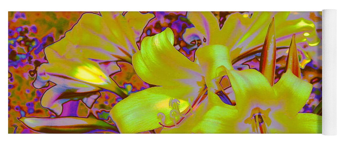 Summer Yoga Mat featuring the photograph Lily Glow Yellow by M Diane Bonaparte