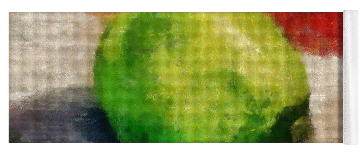 Lime Yoga Mat featuring the painting Lime Still Life by Michelle Calkins