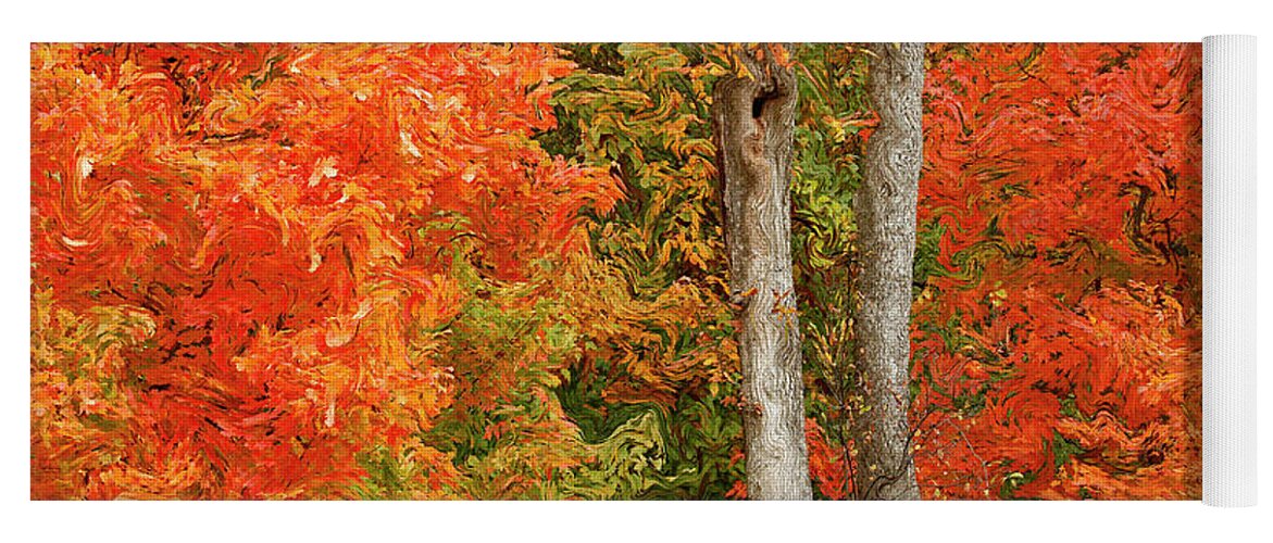 Autumn Yoga Mat featuring the digital art Liquid Autumn by Gina Fitzhugh