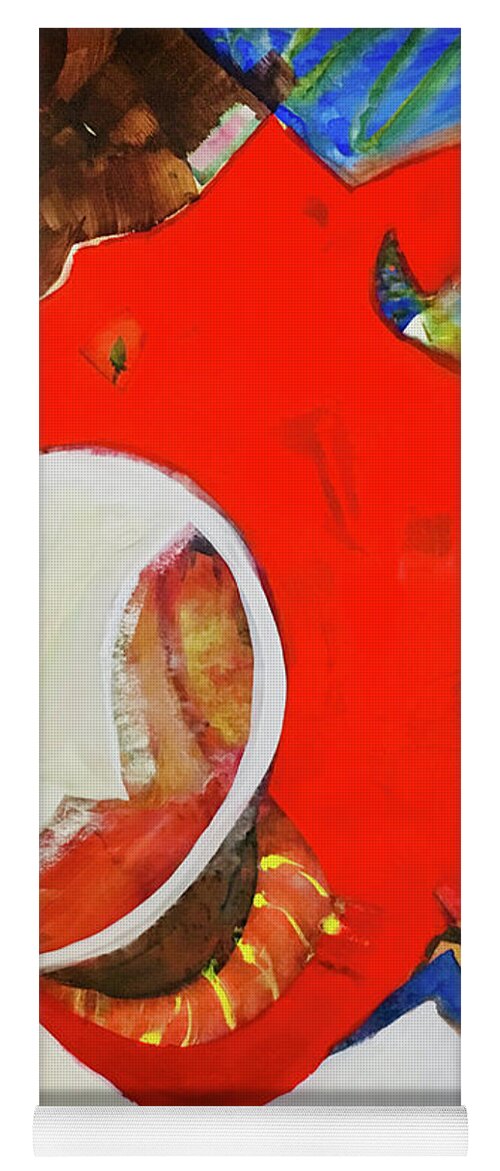 Red Yoga Mat featuring the painting Listen to Me by Carole Johnson