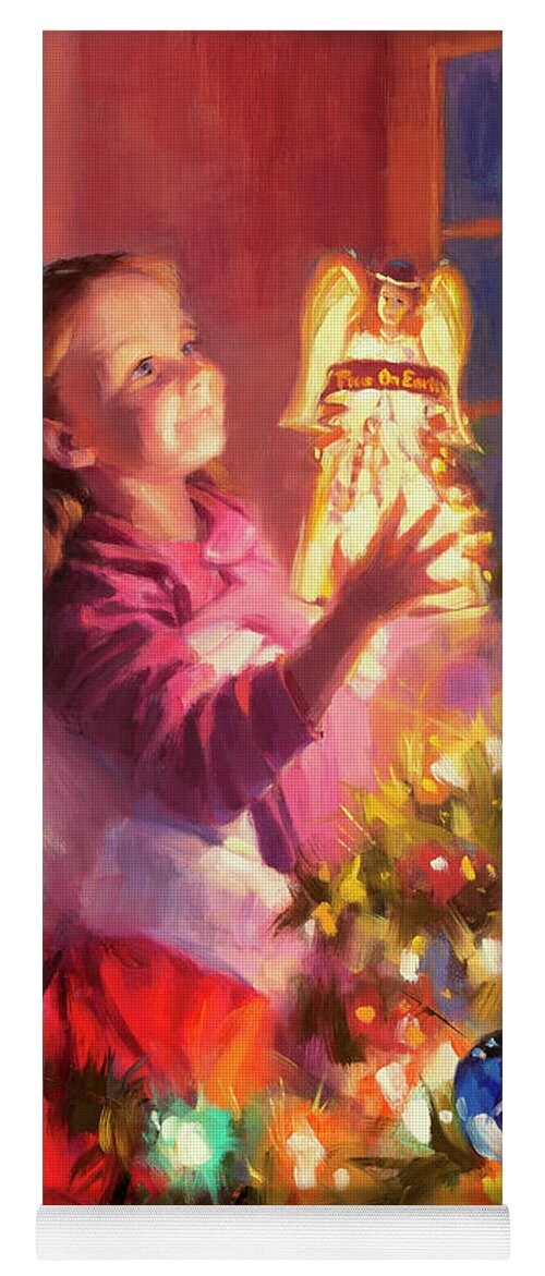Christmas Yoga Mat featuring the painting Little Angel Bright by Steve Henderson