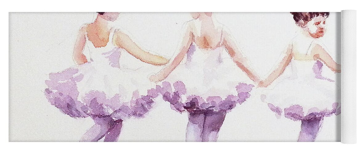 Ballerinas Yoga Mat featuring the painting Little Ballerinas-3 by Asha Sudhaker Shenoy