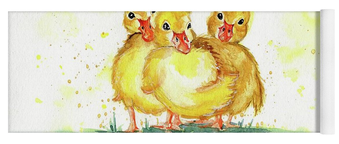 Little Duck Yoga Mat featuring the painting Little Ducks by Melly Terpening