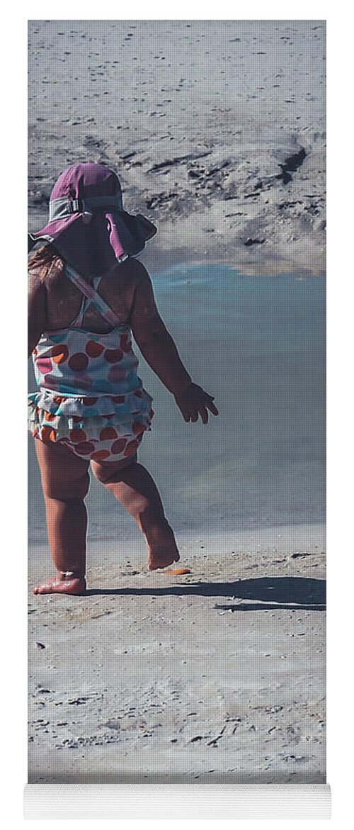Beach Yoga Mat featuring the photograph Little girl on the beach by Claudia M Photography