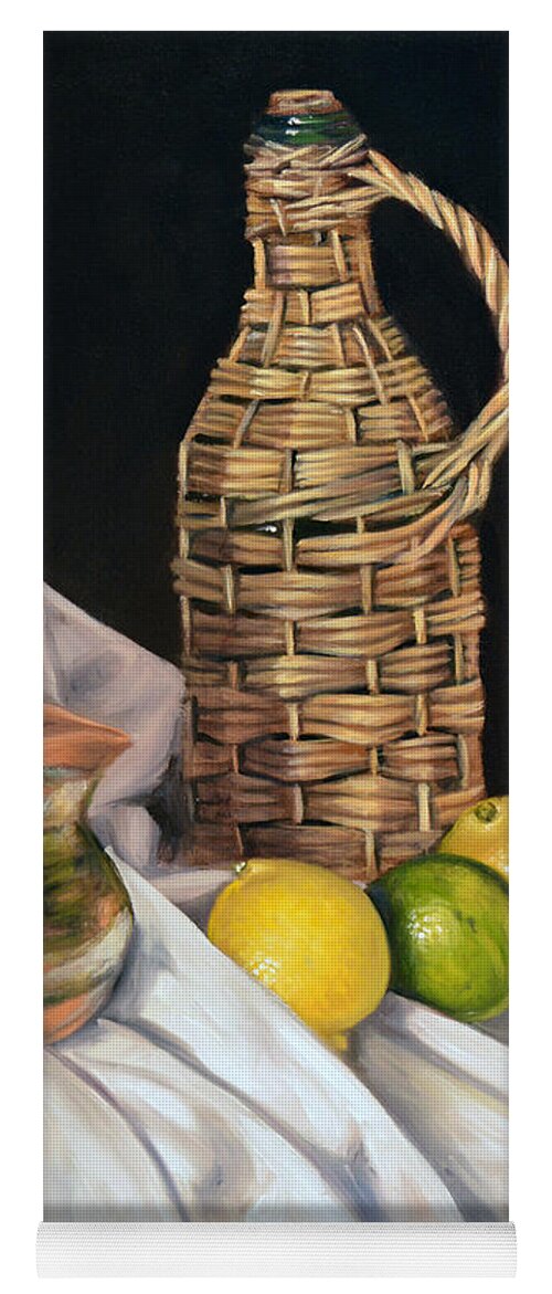Wicker-bottle Yoga Mat featuring the painting Little Green Jug by Ricardo Chavez-Mendez