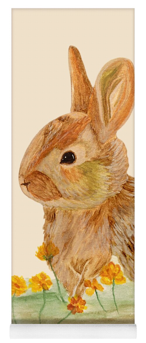 Rabbit Yoga Mat featuring the painting Little Rabbit by Angeles M Pomata