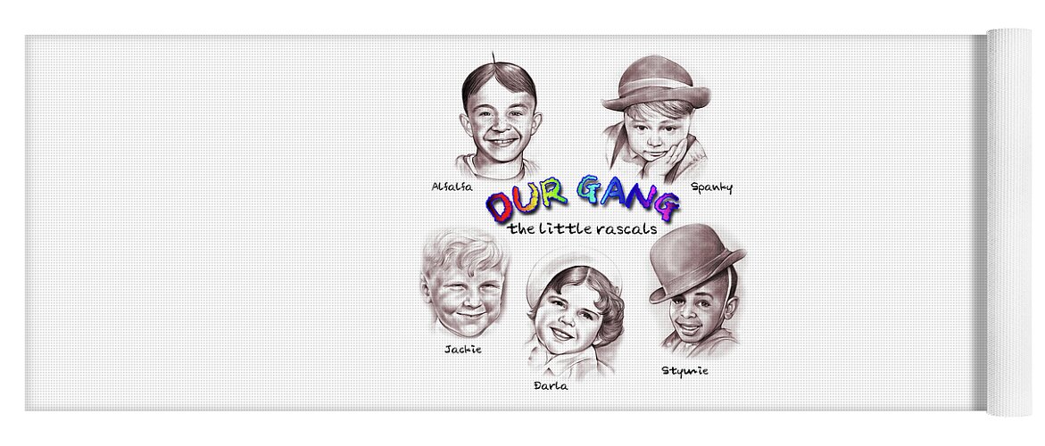 Our Gang Yoga Mat featuring the drawing Little Rascals by Greg Joens