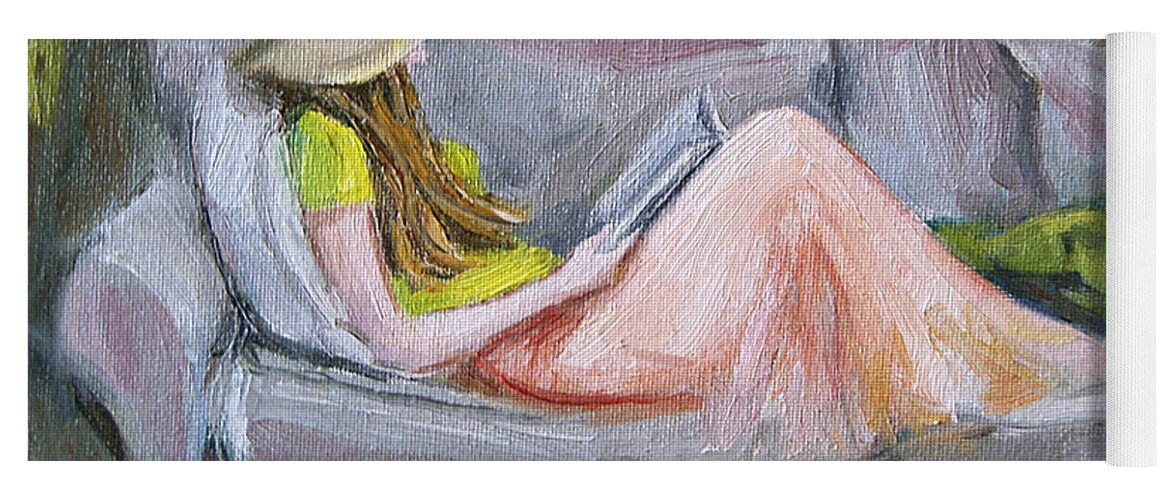 Jennifer Beaudet Yoga Mat featuring the painting Little Reader by Jennifer Beaudet