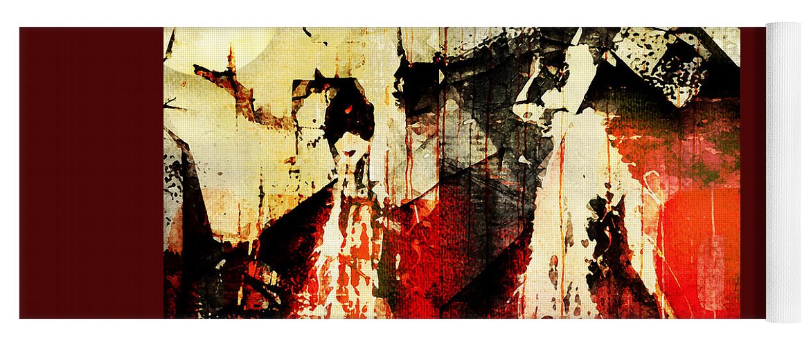 Abstract Yoga Mat featuring the photograph Little Red Riding Hood and the Big Bad Wolf Under a Yellow Moon by Jeff Burgess